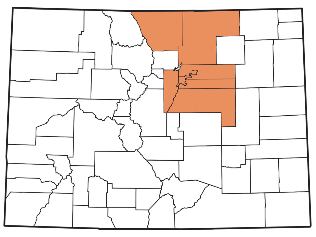 Map highlighting counties we currently serve in Colorado